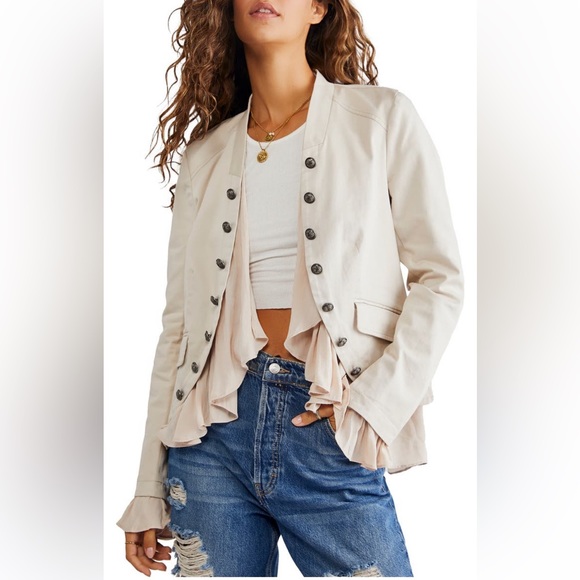 Free People Jackets & Blazers - Free People NWT Ruffles Romance Jacket Size Medium in Natural